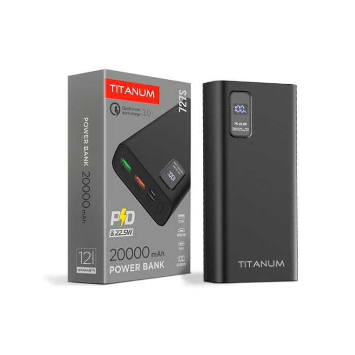 купить купить Повербанк TITANUM 727S 20000mAh 22.5W Black  