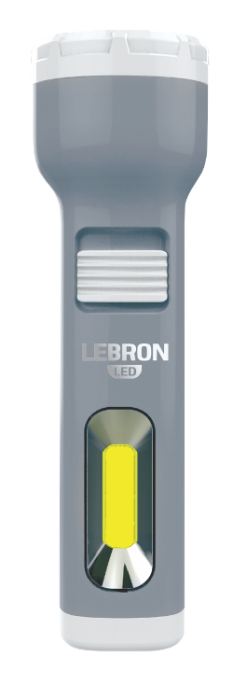 LED ліхтар ручний акумуляторний LEBRON L-HL-30, ABS, сірий, 1W + 1W COB, USB, 1200mAh Li-Ion