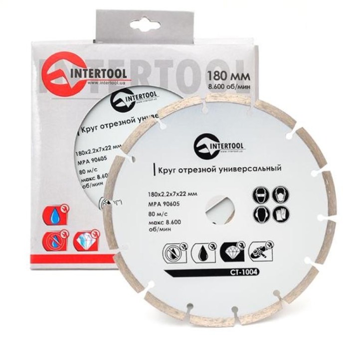 купить купить Диск отрезной сегментный, алмазный 180 мм, 16-18% INTERTOOL CT-1004  
