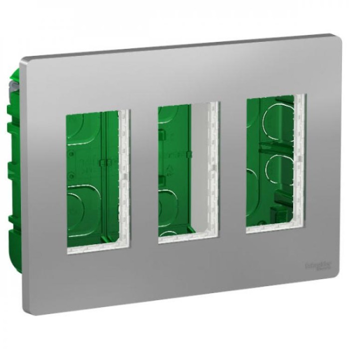 купить купить Блок unica system+ скрытая установка 3х2 алюминий Schneider Electric (Шнайдер Электрик)  