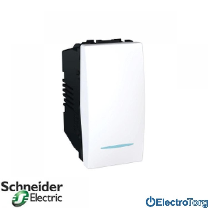 Выключатель 1-клавишный с подсветкой 16AX белый Unica Schneider