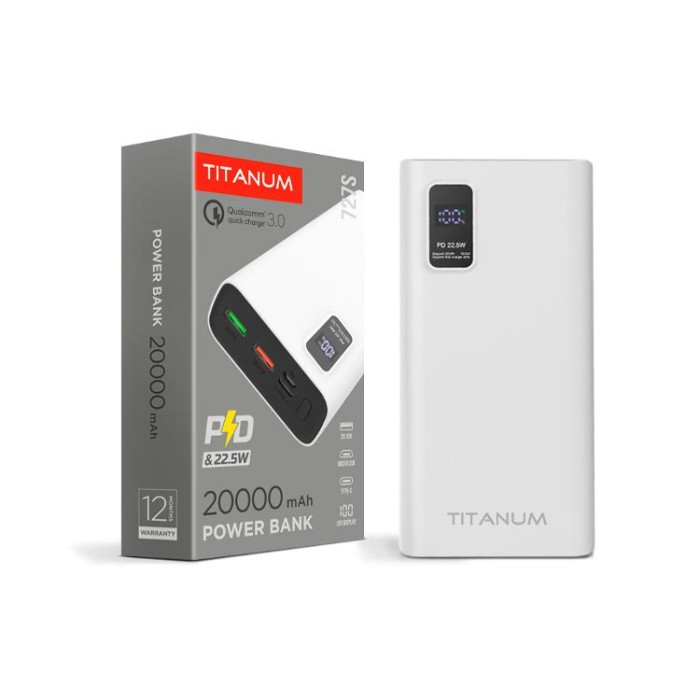 купить купить Повербанк TITANUM 727S 20000mAh 22.5W White  
