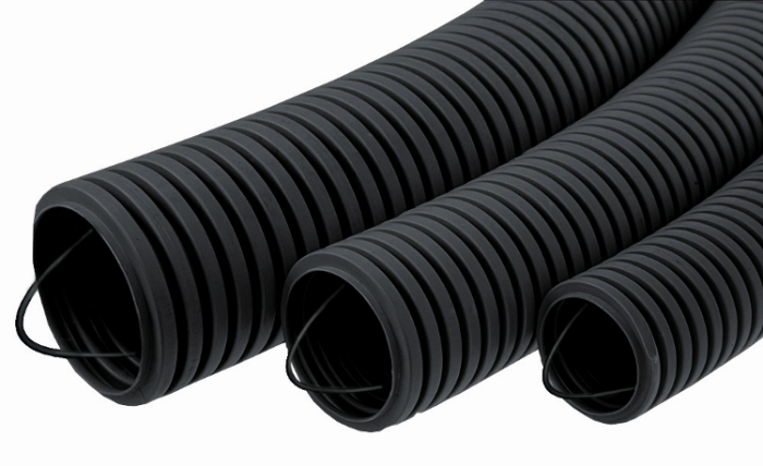 Гофротруба ПВХ з зондом &amp;quot;СВІТ-БУД електро&amp;quot; d 20 мм, 750Н, негорюча,  чорна, (1м)