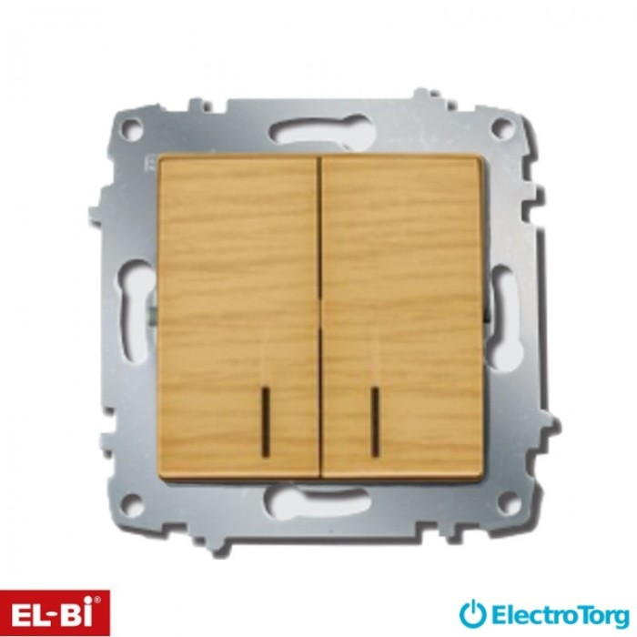 Выключатель 2-й+подсветка ZENA модуль береза/клен EL-BI 