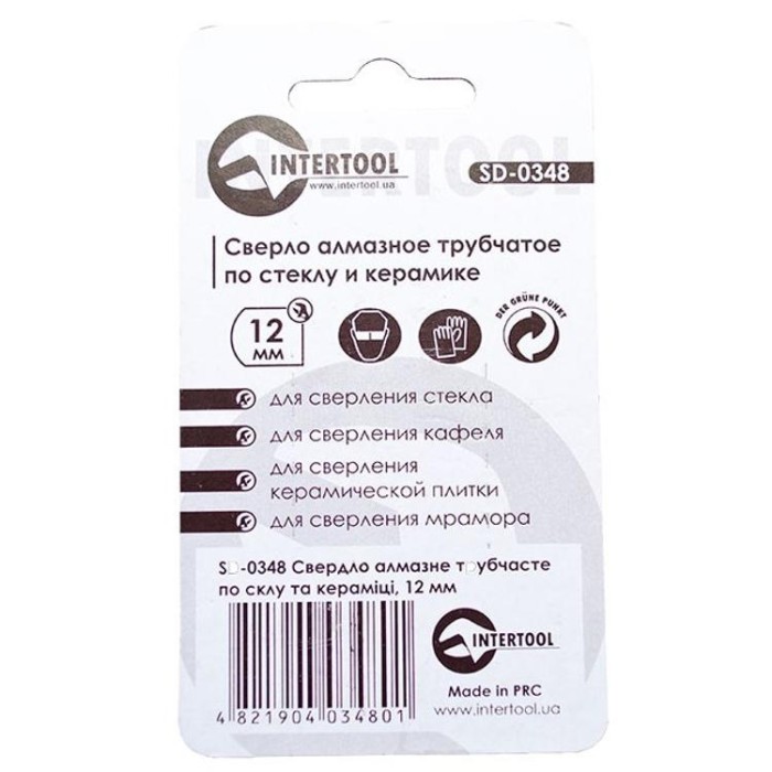 купить купить Сверло алмазное трубчатое по стеклу и керамике 14 мм INTERTOOL SD-0349  