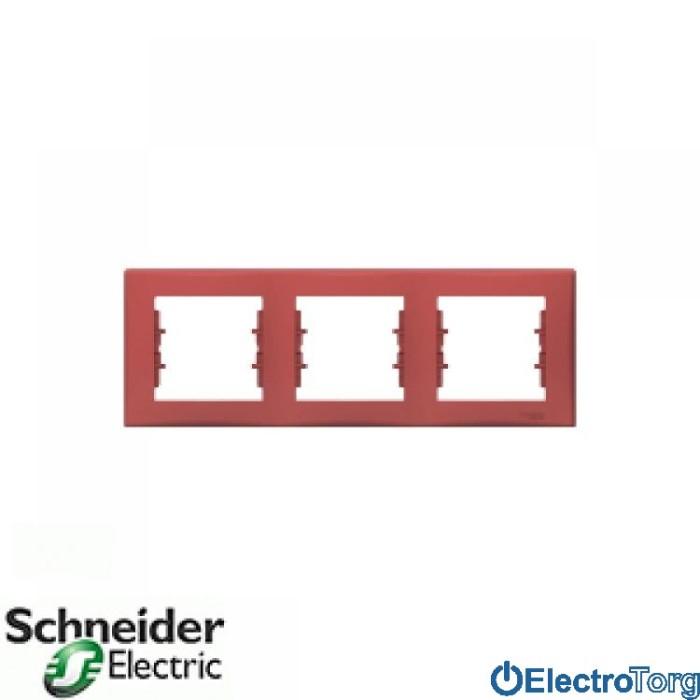 Рамка тройная горизонтальная красная Sedna Schneider Electric (Шнайдер Электрик)
