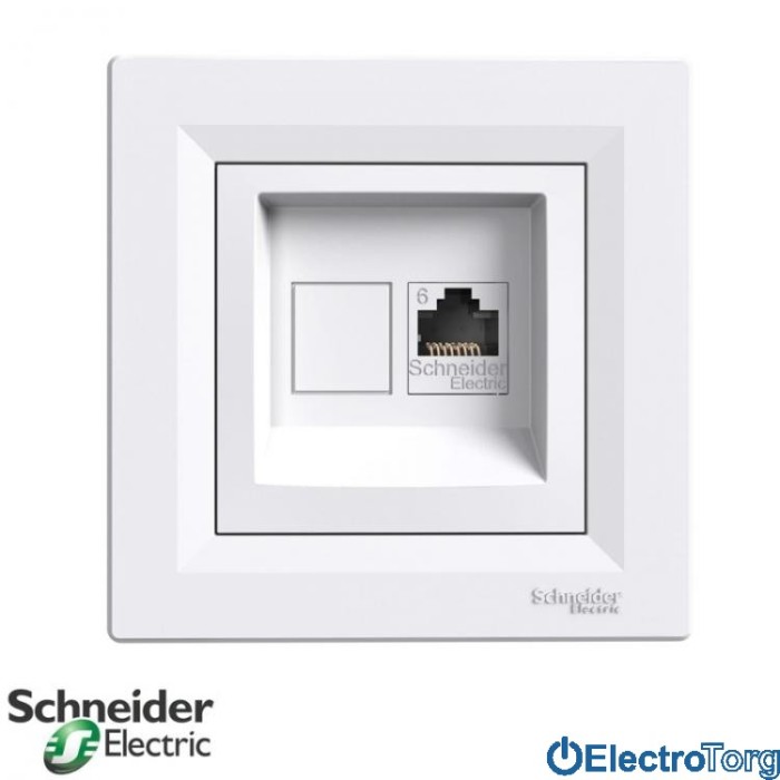 Розетка компьютерная RJ45 Кат.6 UTP одинарная белая Asfora Schneider Electric (Шнайдер Электрик)