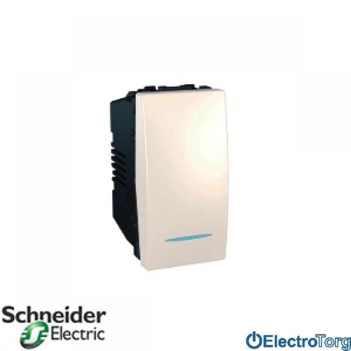 Выключатель 1-клавишный с подсветкой 16AX слоновая кость Unica Schneider
