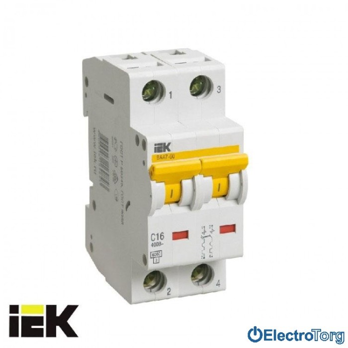 купить купить Автоматический выключатель ВА47-60 2P 6кА D 63A ИЭК(IEK)  