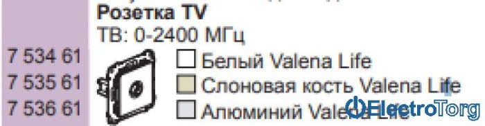 купить купить Розетка телевизионная TV с топологией шлейф проходная в сборе Valena LIFE Legrand  