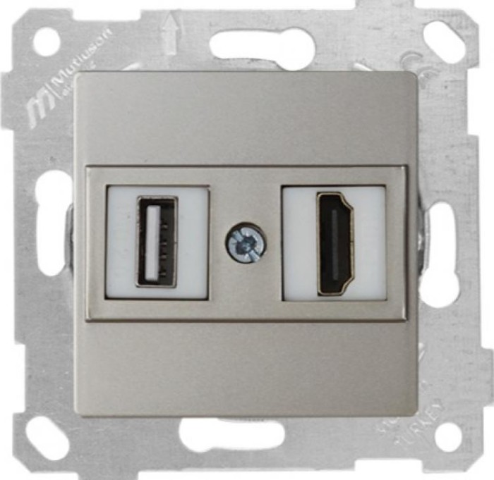 купить купить Розетка компьютерная  1*USB 1*HDMI RITA MUTLUSAN титановый  