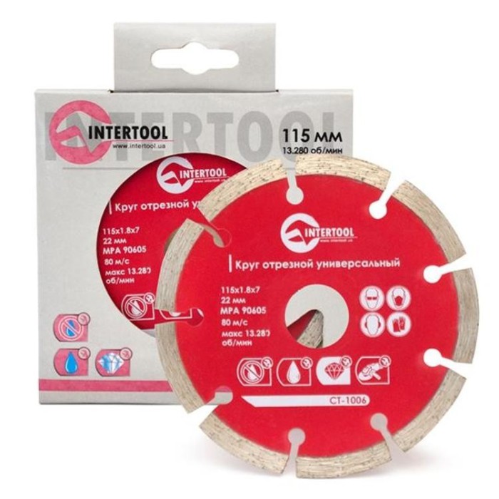 купить купить Диск отрезной сегментный, алмазный 115 мм, 22-24% INTERTOOL CT-1006  