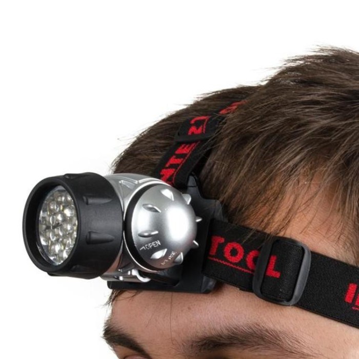купить купить Фонарь налобный светодиодный, четыре режима работы, 19 LED, батарейки 3 ААА. INTERTOOL LB-0301  
