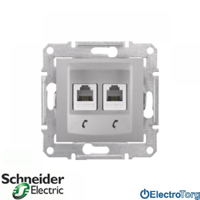 Телефонная розетка двойная алюминиевая Sedna Schneider Electric (Шнайдер Электрик)
