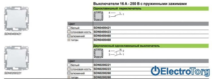 Переключатель 1-клавишный 16AX модуль слоновая кость Sedna Schneider Electric (Шнайдер Электрик)