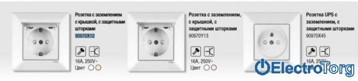 купить купить VI KO MERIDIAN  Розетка с заземлением крышкой и шторками  