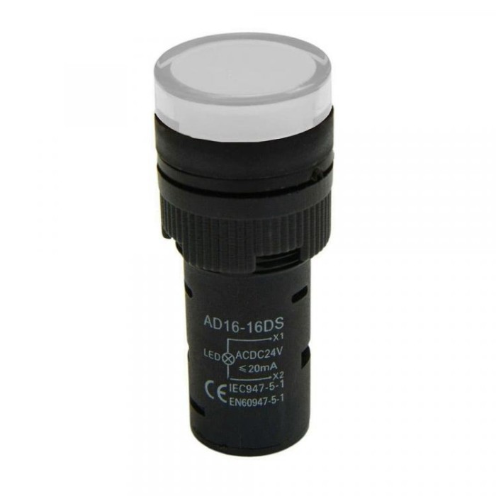 Світлодіодний індикатор AD16-16DS 24v АC/DC, білий TAKEL