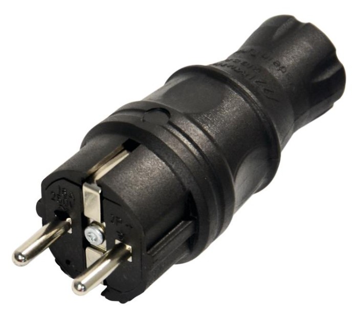 Вилка з/з, 16А, каучук, пряма, Mutlusan (010 083 300028).