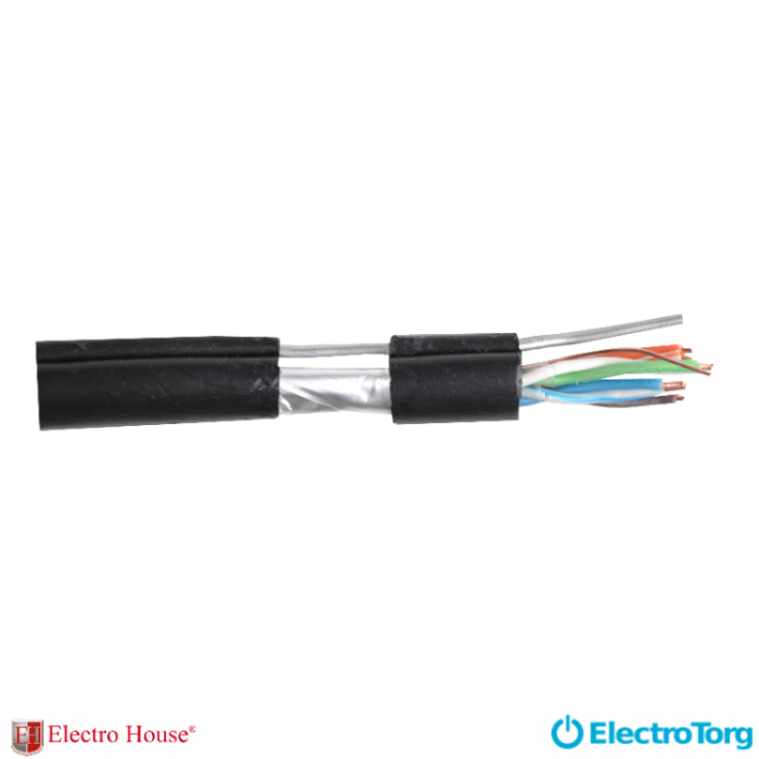 купить купить Кабель FTP cat5e 4х2х0,51 CU ПЕ EH.LAN-32 черный с проволокой ElectroHouse  