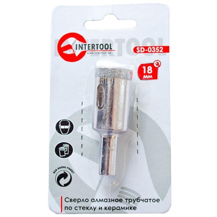 купить купить Сверло алмазное трубчатое по стеклу и керамике 18 мм INTERTOOL SD-0352  