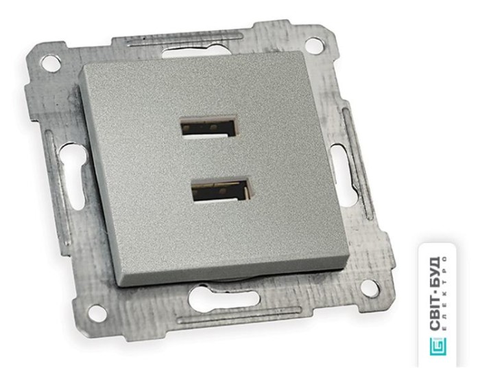 купить купить Меxанизм розетки 2 гнезда USB горизонтальной, RITA, Mutlusan,&amp;quot;серебро&amp;quot;  