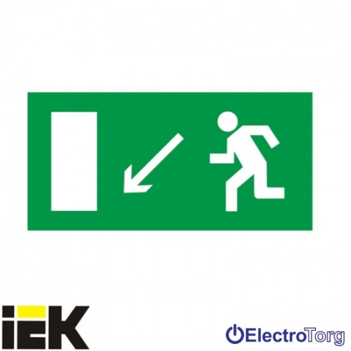 Самоклеющая этикетка 100х50 мм &quot;Направление к эвакуационному выходу налево вниз&quot; ИЭК