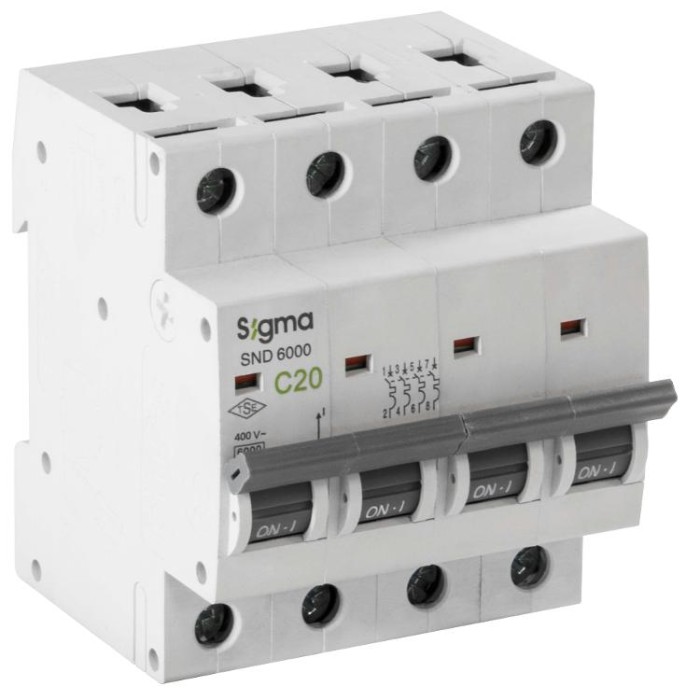 купить купить Автоматический выключатель SIGMA 4,5кА, 4Р, 20А&amp;quot;С&amp;quot; (4SM420C)  