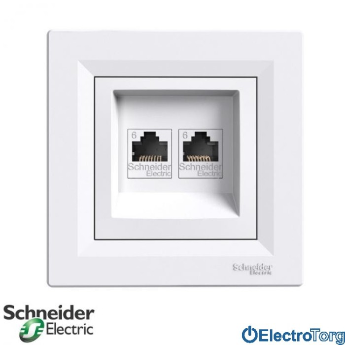 Розетка компьютерная RJ45 Кат.6 UTP двойная белая Asfora Schneider Electric (Шнайдер Электрик)