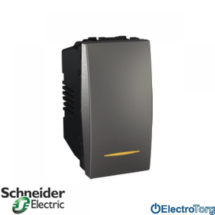 Выключатель 1-клавишный с индикатором 16AX графитовый Unica Schneider