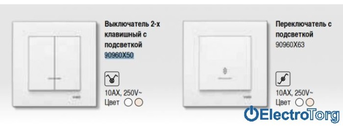 купить купить VI KO KARRE  Выключатель двойной с подсветкой  
