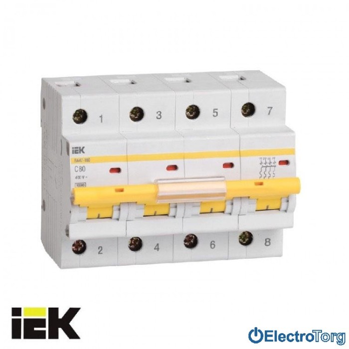 купить купить Автоматический выключатель ВА47-100 4P 10кА С 50A ИЭК(IEK)  