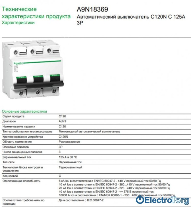купить купить автоматический выключатель C120N 3P 125A C Schneider Electric  