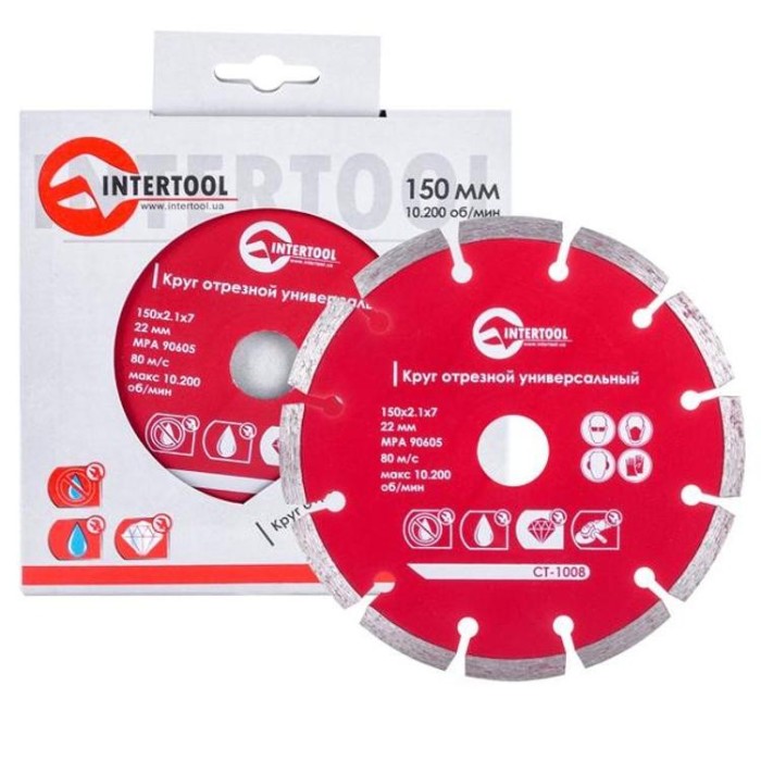 купить купить Диск отрезной сегментный, алмазный 150 мм, 22-24% INTERTOOL CT-1008  