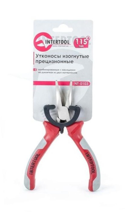купить купить Утконосы изогнутые прецизионные комбинированные с накладками на рукоятках из двух материаллов 115 мм INTERTOOL NT-0103  