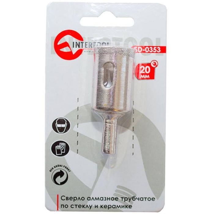 купить купить Сверло алмазное трубчатое по стеклу и керамике 20 мм INTERTOOL SD-0353  