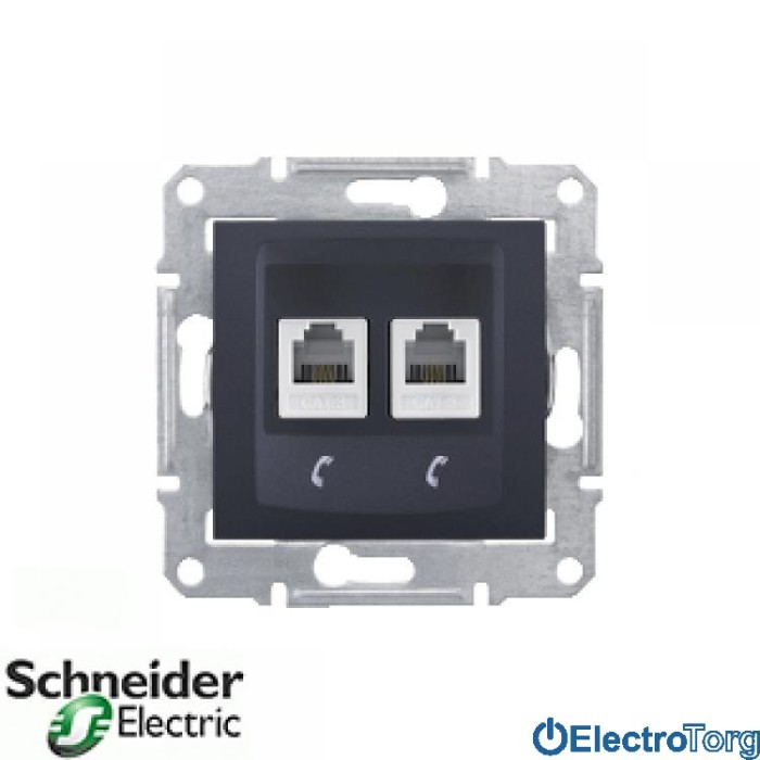 Телефонная розетка двойная графитовая Sedna Schneider Electric (Шнайдер Электрик)