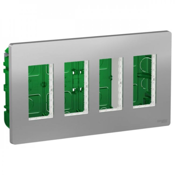 купить купить Блок unica system+ скрытая установка 4х2 алюминий Schneider Electric (Шнайдер Электрик)  