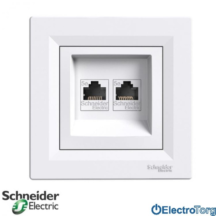 Розетка компьютерная RJ45 Кат.5 UTP двойная белая Asfora Schneider Electric (Шнайдер Электрик)