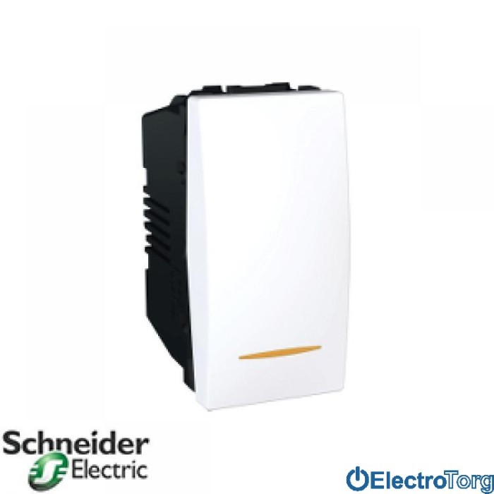 Выключатель 1-клавишный с индикатором 16AX белый Unica Schneider