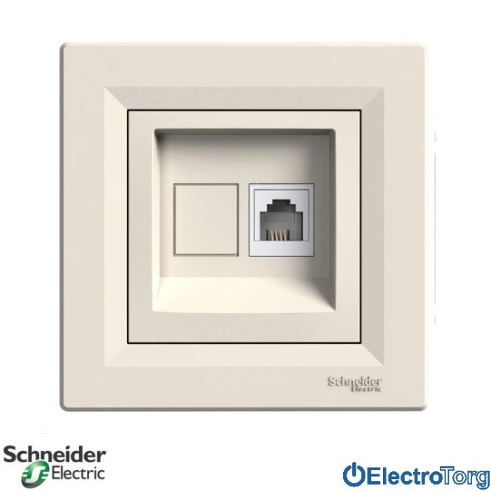 Розетка телефонная четырехконтактная кремовая Asfora Schneider Electric (Шнайдер Электрик)