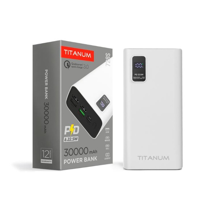 купить купить Повербанк TITANUM 728S 30000mAh 22.5W White  