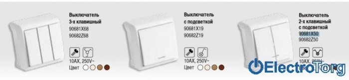 купить купить VI KO VERA  Выключатель двойной с подсветкой  