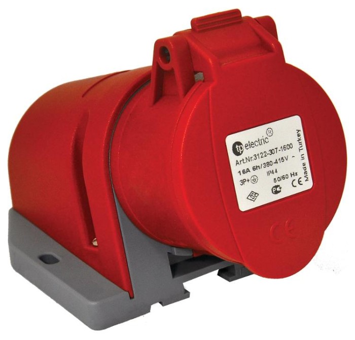 купить купить Розетка силова настінна 16А/4 (3Р+РЕ) IP44, TP electric (3122-307-1600)  