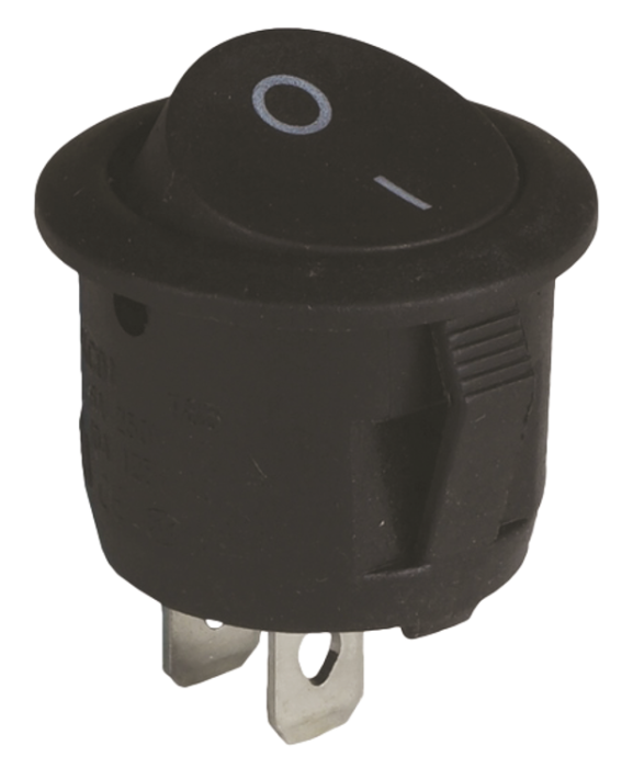Клавішний перемикач 1 клав. 6А, круглий, 20мм, чорний ON-OFF, 2 контакта
