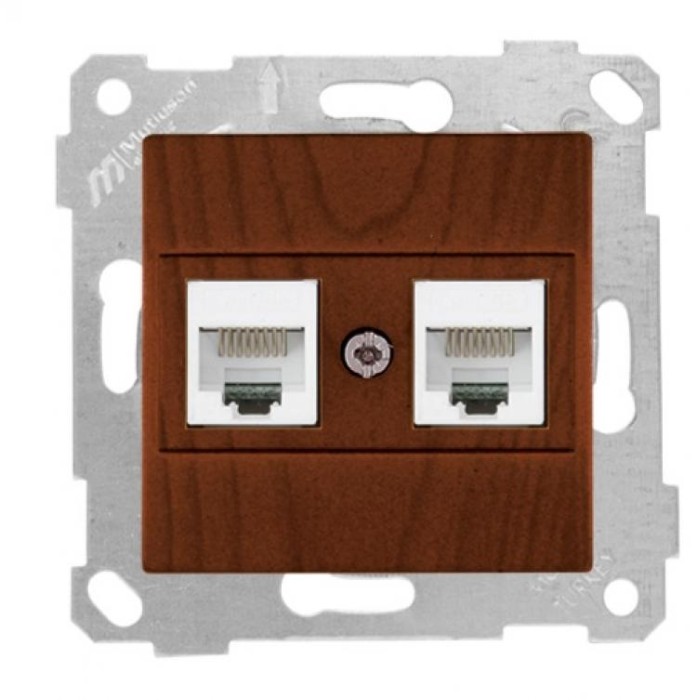 купить купить Механизм розетки компьютерной одинарный  2*RJ45 Cat5e 10А RITA MUTLUSAN ореховый  