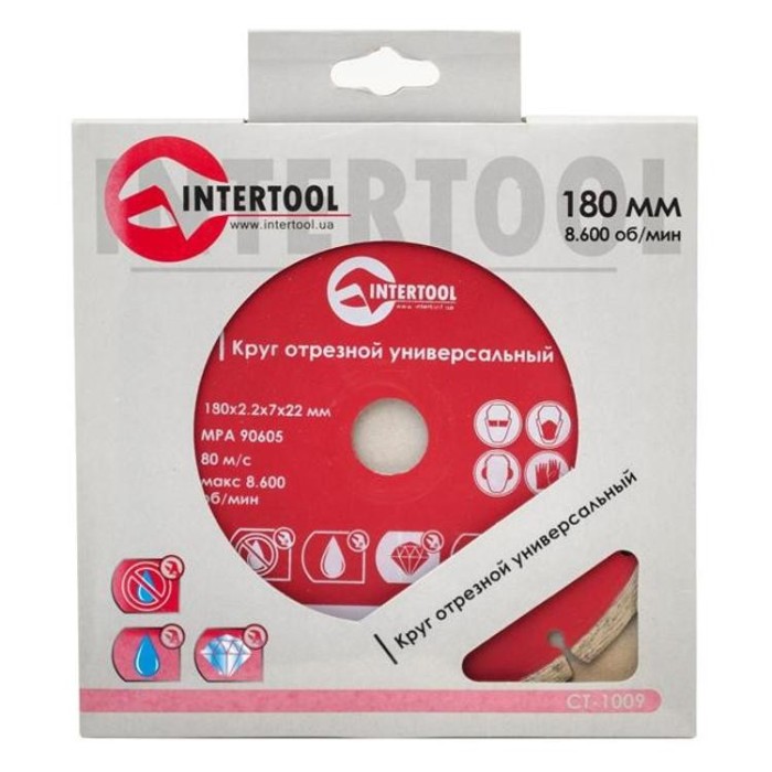 купить купить Диск отрезной сегментный, алмазный 180 мм, 22-24% INTERTOOL CT-1009  
