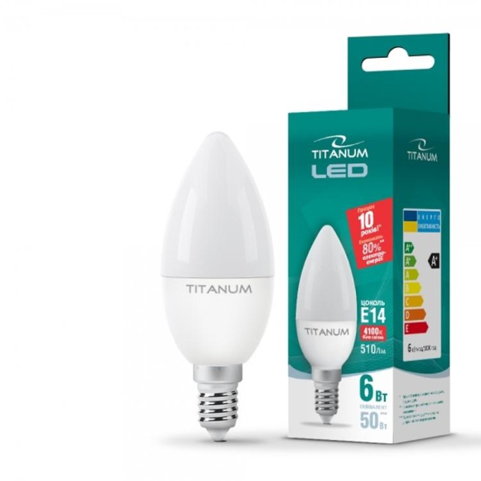 купить купить LED лампа C37 6W E14 4100K TITANUM  