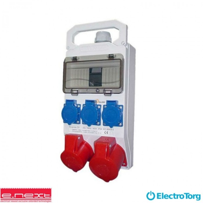 купить купить Монт. наб.-окно 8 мод, 2x16A 3P+N+Z 400V, 3x16A 2P+Z 250V, E-next  