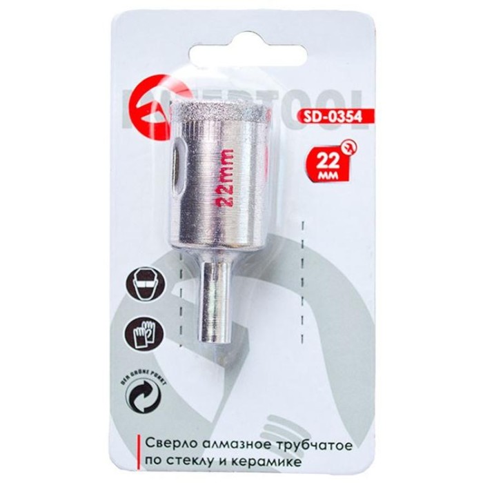 купить купить Сверло алмазное трубчатое по стеклу и керамике 22 мм INTERTOOL SD-0354  
