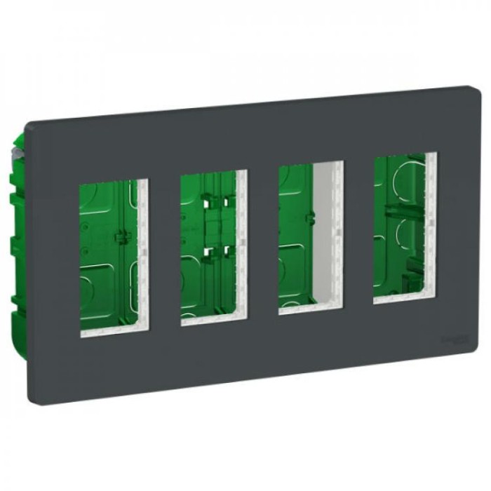 купить купить Блок unica system+ скрытая установка 4х2 антрацит Schneider Electric (Шнайдер Электрик)  